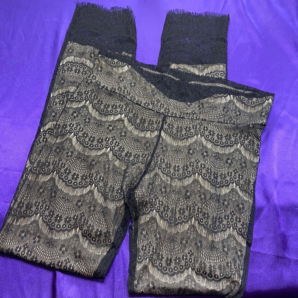 Vintage 📌 Petrol Rare Unique Lace Pants w/ Fray